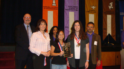 Art Hendela and the third place winners of the 2010 Chemistry Olympics Website Competition at NJIT